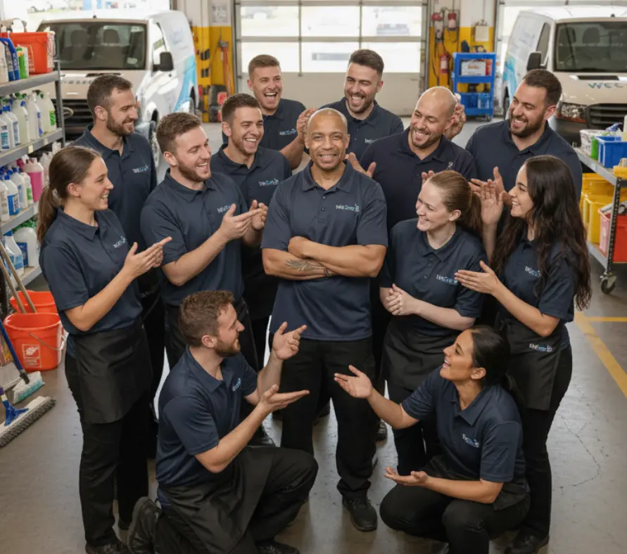 Reggie and the We Clean It team, doing 20 years in cleaning services.